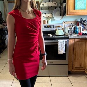 Calvin Klein Vibrant Red Backless Dress
